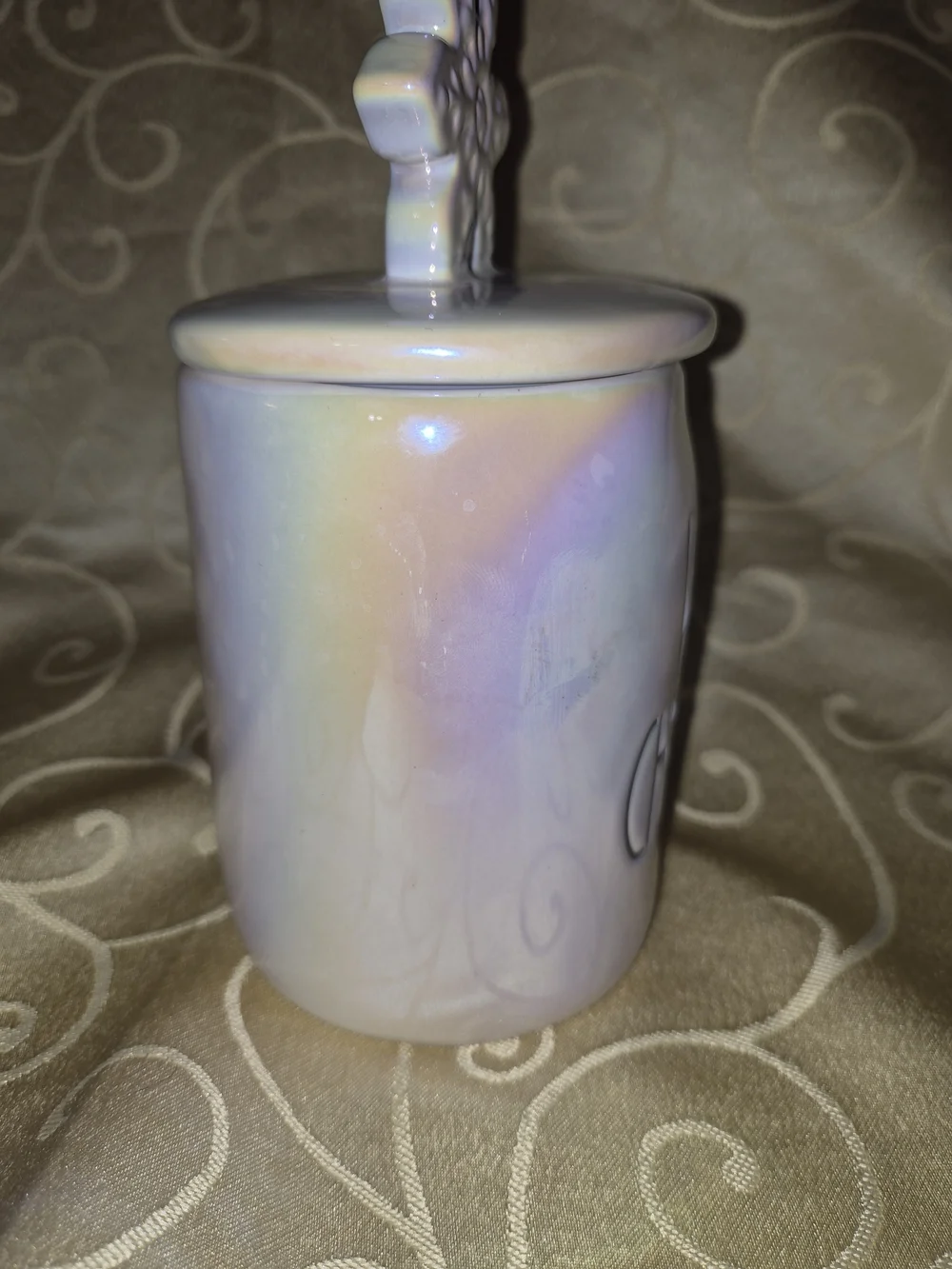 Rae Dunn Iridescent Pastel 'WHITE CHRISTMAS' Mug with Snowflake Lid
